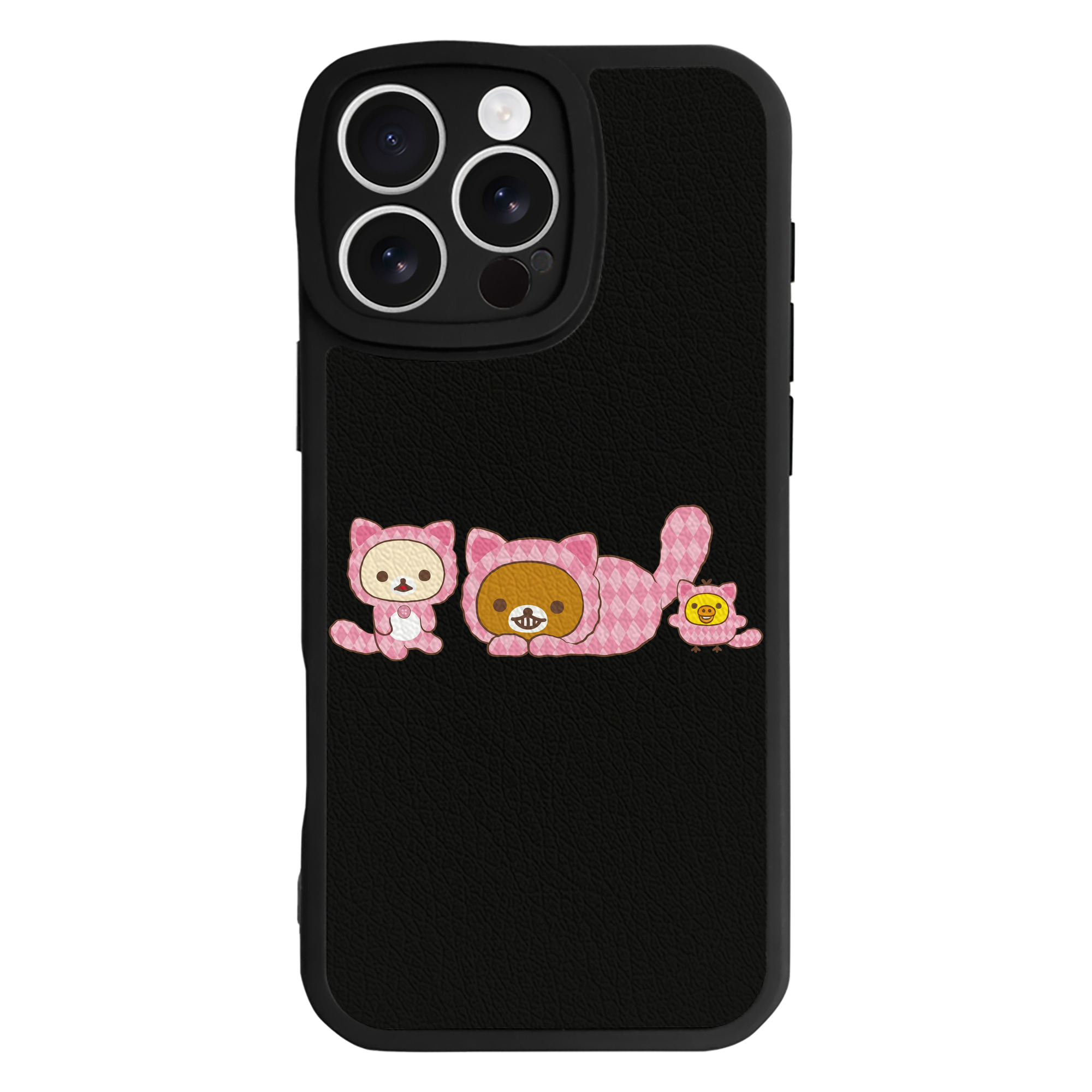 （画像用） リラックマ リラックマ キイロイトリ Rilakkuma Korilakkuma Kiiroitori 【iPhone 16シリーズ対応】シリコンスマホケース（レザー調） 材質：シリコン